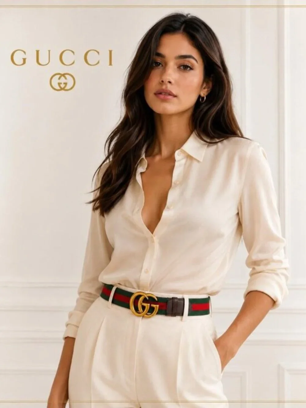 Authentic Gucci Web Elastic Torchon Double G Belt